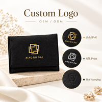 Pochette à bijoux en velours noir personnalisée avec logo en feuille d'or pour l'emballage des bagues, fabrication directe en usine OEM ODM