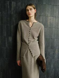 <span class=keywords><strong>Cardigan</strong></span> in maglia di lana arricciata a fila singola Multi-fibbia, maglione dimagrante Versatile autunno e inverno - Product Image 5