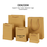 Tas Kertas Kraft Tahan Lama untuk Kemasan Perhiasan, Tas Kado Kertas dengan Tali Kapas Tebal, Tas Belanja Kertas, Tas Kertas Kraft dengan Logo Custom