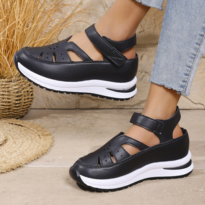 Women Summer <b>Wedge</b> <b>Sandals</b> New Thick Sole Closed-Toe <b>Sandals</b> Hollow Breathable <b>Platform</b> - Product Image 3