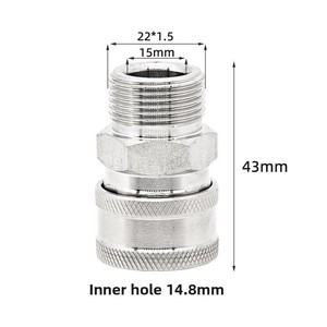 Conector Hembra de Acero Inoxidable de Alta Presión para Lavado de Autos, Conexión Rápida de 3/8, Cabeza Hexagonal M22/M14, Tubo para Pistola de Agua - Product Image 6
