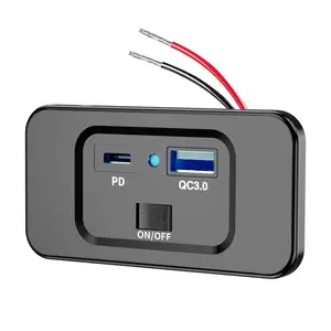 बस संशोधित कार चार्जर PD+QC3.0 फास्ट चार्जिंग TPYE-C मोबाइल कार चार्जर स्विच कंट्रोल के साथ