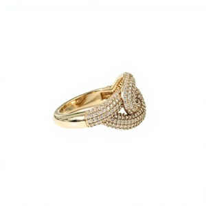 Anillo de Oro Sólido de 10K, 14K, 18K al por Mayor, Anillo de Compromiso con Diseño de Nudo de Amor y Lujo, Anillo de Fiesta con Diamante Cultivado en Laboratorio - Product Image 4