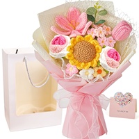 Bouquet de fleurs artificielles en laine crochetée fait main, best-seller, écologique, pour la fête des mères, décoration de la maison, mariage, cadeaux d'entreprise |