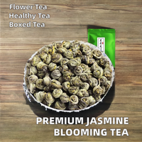 Thé vert au jasmin, thé aux fleurs écloseuses, emballage en boîte, spécialité santé