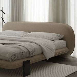Modern, Simple and Light Luxury Bed Italian Minimalist Cream Frosted Fabric <b>Double</b> Bed Bedroom - Product Image 1