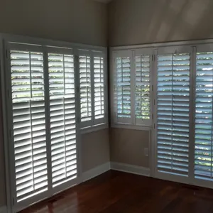 PVC Shutters For Interior And Hotel Use Horizontal Opening Pattern PVC Plantation Shutters