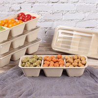 Contenants alimentaires jetables de 16 oz à 3 compartiments en bagasse de canne à sucre pour salades et repas, boîtes bento
