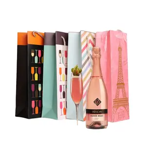 Lipack Decorative Christmas Wine Bottle Cover Bags Merry Christmas Paper Bag For Wine