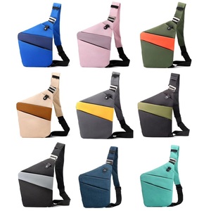 Tas Dada Pria Bahan Nilon dengan Strip Reflektif Desain <span class=keywords><strong>Anti</strong></span> Maling Tali Selempang Satu Bahu-Warna Campur - Product Image 1