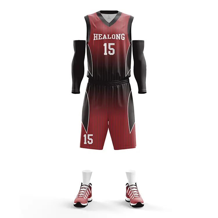 Beste Kwaliteit Kleur Combinatie Basketbal Uniform Gradient Ramp Basketbal Jersey Custom