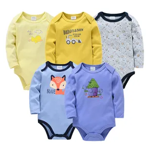 5件装高品质西方婴儿服装男孩9-12个月新生婴儿连衫裤套装0-3个月女孩