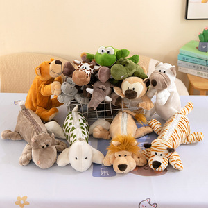 Оптовая продажа милых животных джунглей супер мягкие плюшевые сумки для макияжа пеналы Тигровая утка Лев Слон унисекс одеяло PP Хлопок - Product Image 3