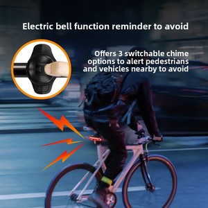 Feu arrière intelligent pour <span class=keywords><strong>vélo</strong></span> avec alarme 110 dB, capteur de freinage automatique, clignotant sans fil USB, télécommande, étanche, vente en gros pour la sécurité nocturne - Product Image 4