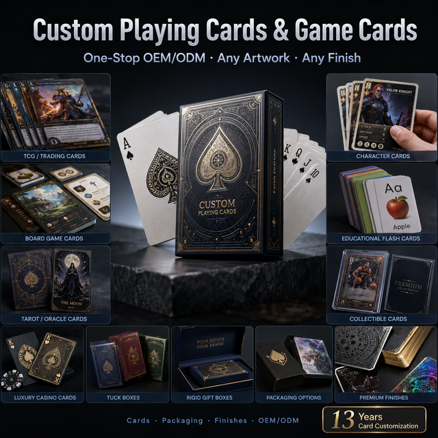 OEM ODM Custom Card Game Manufacturer Personalized Poker Tarot Trading Playing Card Deck Printing for Universal Studios Partners