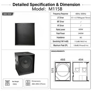 LS M115B Caisson de basses passif 15 pouces 500W 112dB 138dB SPL max 8 Ohm 220 <span class=keywords><strong>Mag</strong></span> Bobine vocale 100mm MDF 18mm SPEAKON Scène <span class=keywords><strong>DJ</strong></span> PA - Product Image 3