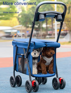 Luxury Eco-friendly ABS 4-wheel Lightweight Fabric Pet Stroller for Small Medium Large Dogs <b>Foldable</b> Custom Detachable 15kg Huyo - Product Image 5