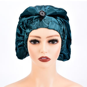 غطاء جديلة شعر من الساتان الأسود بطبقة واحدة للنساء قابل للتعديل مع غطاء مجفف للإغلاق مع زر للاستخدام اليومي - Product Image 5