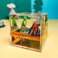 Cadeaux souvenirs poids de papier flottant liquide personnalisé cristal acrylique plastique forme cube presse-papier huile eau