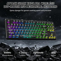 ATTACK SHARK X87 ULTRA Tri-Mode Mechanische Tastatur mit 8K-Empfänger, 8000Hz Polling-Rate, Dot-Matrix-Bildschirm und Meg Shark-Schaltern