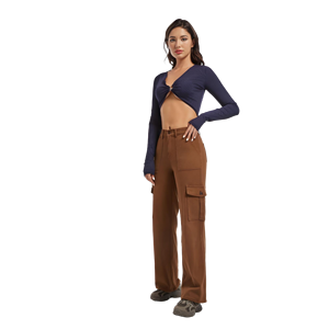 Pantalones de trabajo de estilo europeo de cintura alta para mujer, informales, ajustados, con múltiples bolsillos, personalizables y elegantes para tallas más grandes - Product Image 3