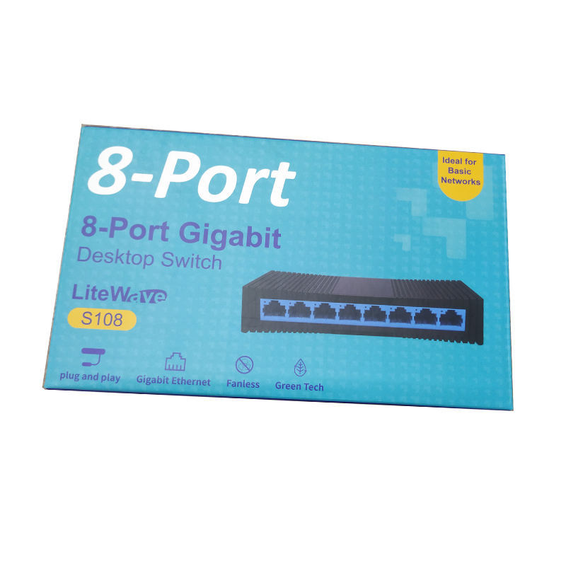 Brand New Original TP-LINK S108 8-Port Gigabit Deskpot Network Switch with POE SNMP QoS Functions 1-Year FTTH ONU Black Color