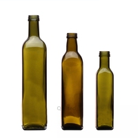 Bouteilles en verre d'huile d'olive de cuisine Marasca, vides, carrées et rondes, vert foncé, en vrac, 100 ml, 250 ml, 500 ml, 750 ml, 1 L