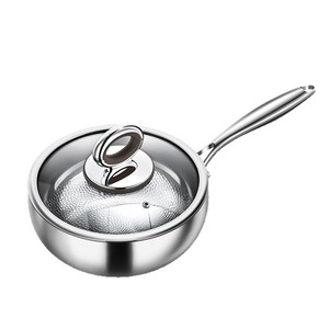 Titanium Frying <b>Pan</b> <b>With</b> <b>Lid</b> Round Nonstick Induction Compatible Wok 24Cm - Product Image 1