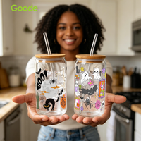 Gobelets Goode 16oz UV pour emballages de gobelets en PET, écologiques, imperméables, dessins animés, durables, logo personnalisé, qualité ultra-élevée, transparents