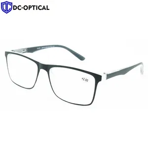 Hot Sale Optics Kunststoff Quadrat Lesebrille Männer Classic Design Brillen PC Material Kunststoff Feder scharnier Lesebrille