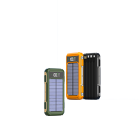 Banque d'énergie solaire étanche de grande capacité avec câbles intégrés 10000mah 20000mah charge rapide universelle CE ROHS FCC noir/rouge