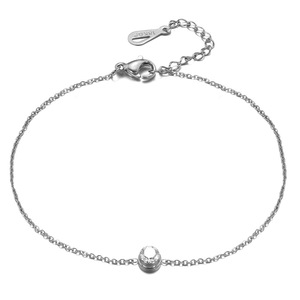 Pulsera de acero de titanio para mujer, oro rosa, diamante redondo incrustado, joyería minimalista para uso diario AD1008 - Product Image 2