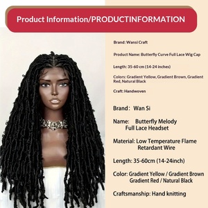 Peluca Africana con Raya al Medio, <span class=keywords><strong>Trenzas</strong></span> Mariposa Cortas y Desordenadas, Peluca de Rastas de Cabello <span class=keywords><strong>Largo</strong></span> Rizado para Hombres y Mujeres, Seda Doméstica - Product Image 2