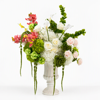 Boule de fleurs artificielles en bois VA-266, toucher réel, couleurs rose, vert, blanc, pour mariage, scène, allée, table d'événement