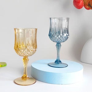 High Quality Grand Event Party Supplies Blue Vintage Plastic Drinking Wedding Reception Wine Goblets Glasses - Product Image 3