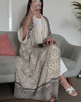 2025 vente en gros islamique turquie EID modeste dubaï Abaya De Luxe pour fille femmes robe musulmane plaine lin ouvert Kimono Abaya
