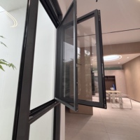 Fenêtre à battants horizontale moderne - Cadre en aluminium 6063-T5 - Stores réglables - Triple vitrage isolant - CE - Villa - Hôtel