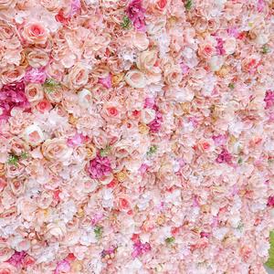 <b>Artificial</b> Silk pink Flower Wall Roll up Wall Flower Decor 5d Flower Wall Backdrop 8ft X 8ft for Wedding Decor - Product Image 4