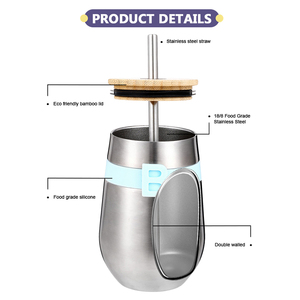 Vasos bonitos de seguridad para niños, vasos de acero inoxidable de doble pared con tapa de bambú ecológica, sin BPA, 12oz, 2022 - Product Image 3