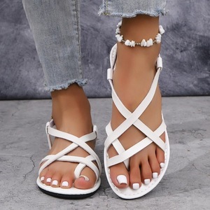 Sandalias Planas de Verano para Mujer, con Tiras Cruzadas, Hebilla en el Tobillo, Punta Abierta, Casuales, para la Playa, para Caminar a Diario - Product Image 4