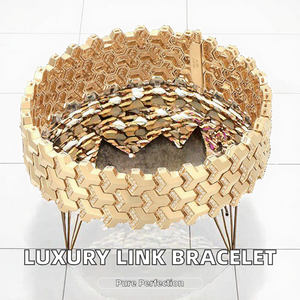 男女通用豪华铂金闪亮锆石镶嵌不褪色合金链节手链原创潮流纯银电镀 - Product Image 2