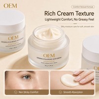 Crème Visage au Ginseng Marque Blanche Acide Hyaluronique Anti-Âge Raffermissante Hydratante Réparatrice de Barrière Cutanée Soin Facial 50g