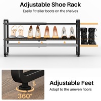 Organizador de Zapatos Metálico Apilable, Expandible y Ajustable con Diseño que Ahorra Espacio para Sala de Estar, Garaje y Entrada