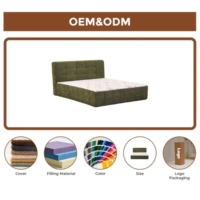 Cadre de lit rembourré avec matelas en mousse haute densité compressée et emballée sous vide, sans assemblage, gain de place, taille Queen/King