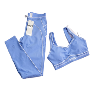 Conjunto de <span class=keywords><strong>Ropa</strong></span> Deportiva de Marca Famosa al por Mayor: Sujetador Deportivo Transpirable y Leggings de <span class=keywords><strong>Yoga</strong></span> Ajustados - Product Image 1