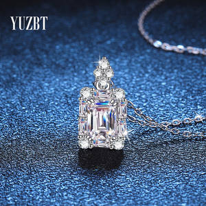 Collier pendentif de mariage en argent 925 <span class=keywords><strong>Original</strong></span>, taille émeraude passée, 1 Carat de couleur D, Moissanite, bijoux en pierres précieuses pour femmes - Product Image 3