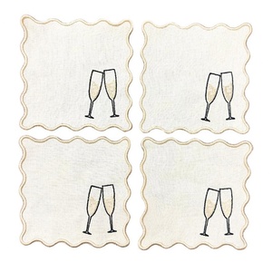 Custom Pattern Cotton <b>Linen</b> Cocktail Napkins Embroidered Monogram Pattern <b>Table</b> <b>Cloth</b> <b>Linen</b> Wine Mat for Hotel French Handmade - Product Image 2
