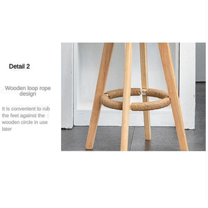 Muebles de comedor para el hogar, diseño moderno, precio al por mayor, excelente Silla de <span class=keywords><strong>Bar</strong></span> alta de cocina de madera burlywood de cuero personalizada - Product Image 5