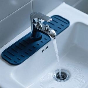LA Custom Logo <b>Food</b> Grade Silicone <b>Caddy</b> Sink Organizer Tray Kitchen Bathroom Splash Guard Water Catcher Faucet Mat - Product Image 2