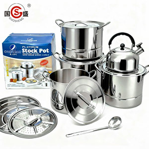 Juego <span class=keywords><strong>de</strong></span> Utensilios <span class=keywords><strong>de</strong></span> Cocina <span class=keywords><strong>de</strong></span> Acero Inoxidable <span class=keywords><strong>de</strong></span> <span class=keywords><strong>Gran</strong></span> <span class=keywords><strong>Capacidad</strong></span> <span class=keywords><strong>de</strong></span> 14 Piezas, Cacerola, Vaporera, Olla, Hervidor, Olla Profunda - Product Image 1